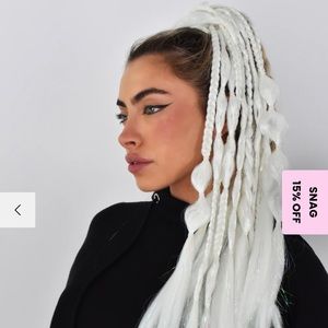 Lunautics | Braided Insta Pony- Solar Glow White Tinsel Extension